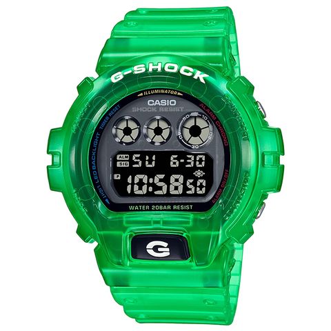 CASIO 卡西歐 G-SHOCK 果凍感半透明 DW-6900JT-3 200米防水電子錶 三眼運動錶 綠