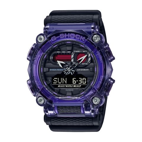 【CASIO 卡西歐】G-SHOCK 街頭時尚 半透明 酷黑紫 GA-900TS-6A_49.5mm