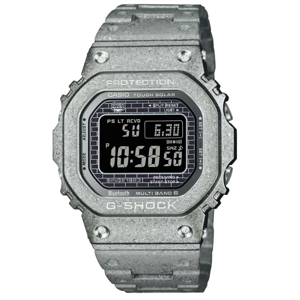 CASIO 卡西歐】G-SHOCK 40週年限定電波藍牙太陽能全金屬百搭銀GMW