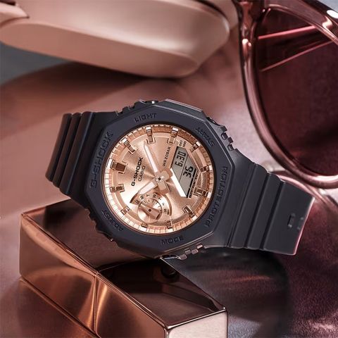 熱銷品牌▼日系手錶CASIO 卡西歐 G-SHOCK ITZY禮志配戴款 粉紅金八角農家橡樹手錶 女錶 GMA-S2100MD-1A