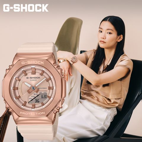 熱銷品牌▼日系手錶CASIO 卡西歐 G-SHOCK ITZY彩領配戴款 粉紅金 八角農家橡樹手錶 女錶 GM-S2100PG-4A