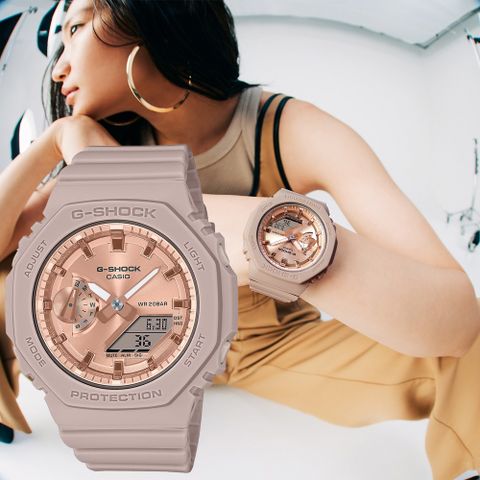 熱銷品牌▼日系手錶CASIO 卡西歐 G-SHOCK ITZY有娜配戴款 煙燻粉色 粉紅金八角農家橡樹手錶 女錶 GMA-S2100MD-4A