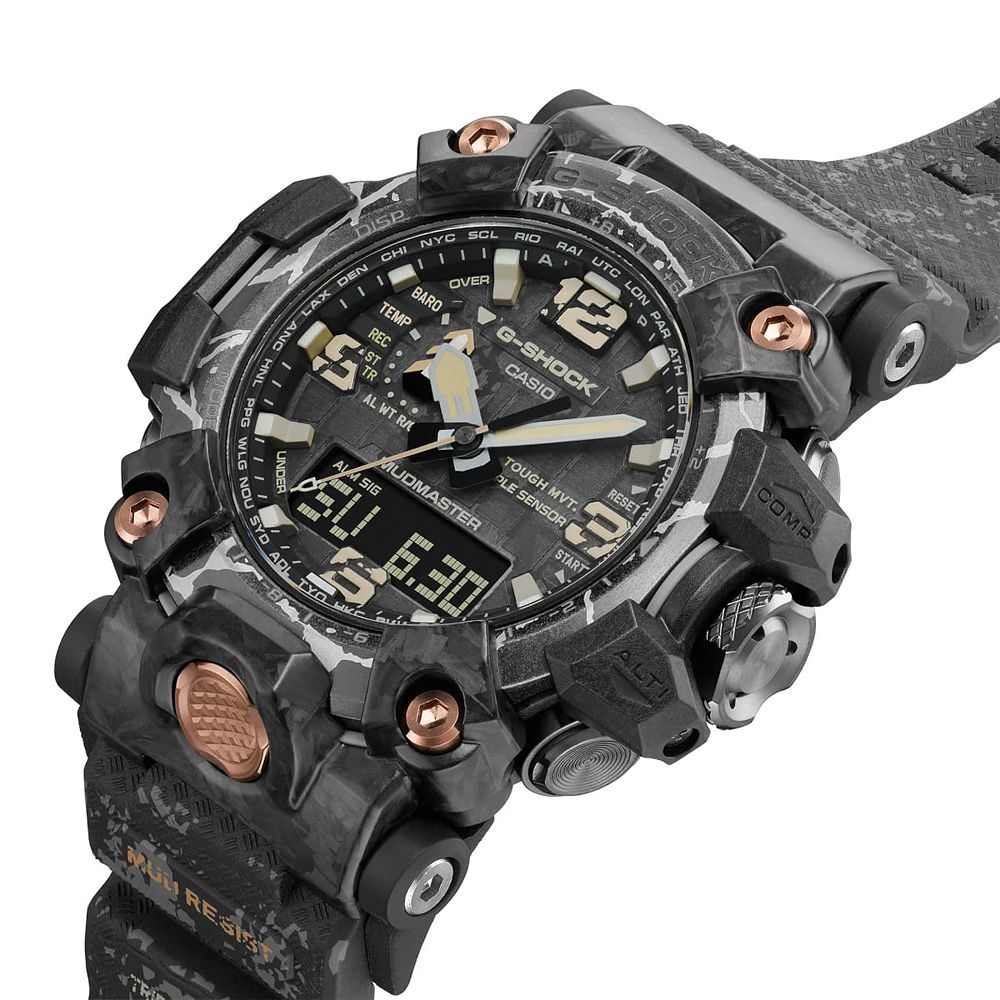 CASIO 卡西歐   G-SHOCK 鍛造碳 裂縫紋路太陽能雙顯多功能手錶 GWG-2000CR-1A