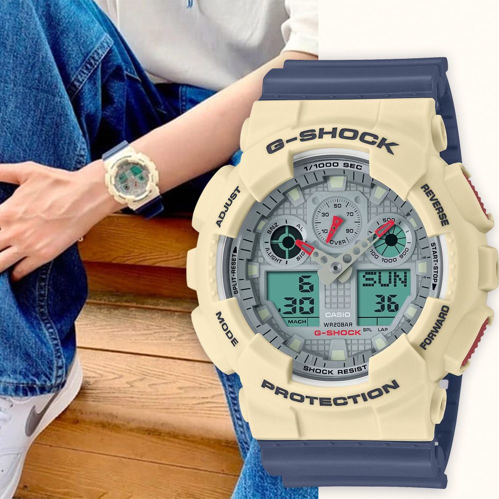 CASIO 卡西歐G-SHOCK 復古色彩雙顯手錶(GA-100PC-7A2) - PChome 24h購物