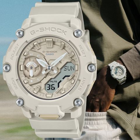 ▶新款上市◀CASIO卡西歐 G-SHOCK 大地色調雙顯腕錶 母親節 禮物 GA-2200NC-7A