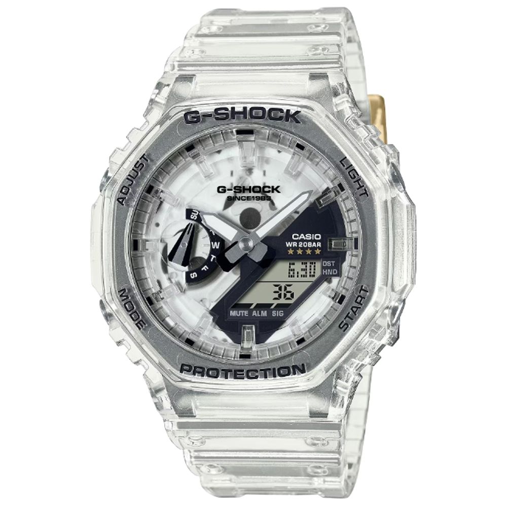 CASIO 卡西歐  G-SHOCK 40週年限定 獨特透視錶面半透明八角形錶殼GA-2140RX-7A/45.4mm