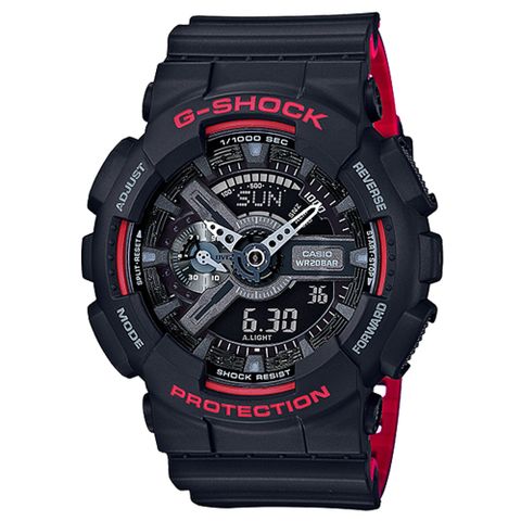 銷售冠軍G-SHOCK重機裝置紅黑騎士精神休閒運動錶(GA-110HR-1A)紅黑雙色/51.2mm