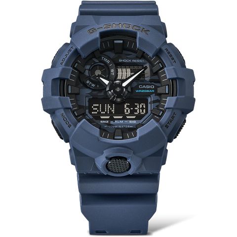 CASIO 卡西歐 G-SHOCK  城市迷彩 計時雙顯錶藍GA-700CA-2A