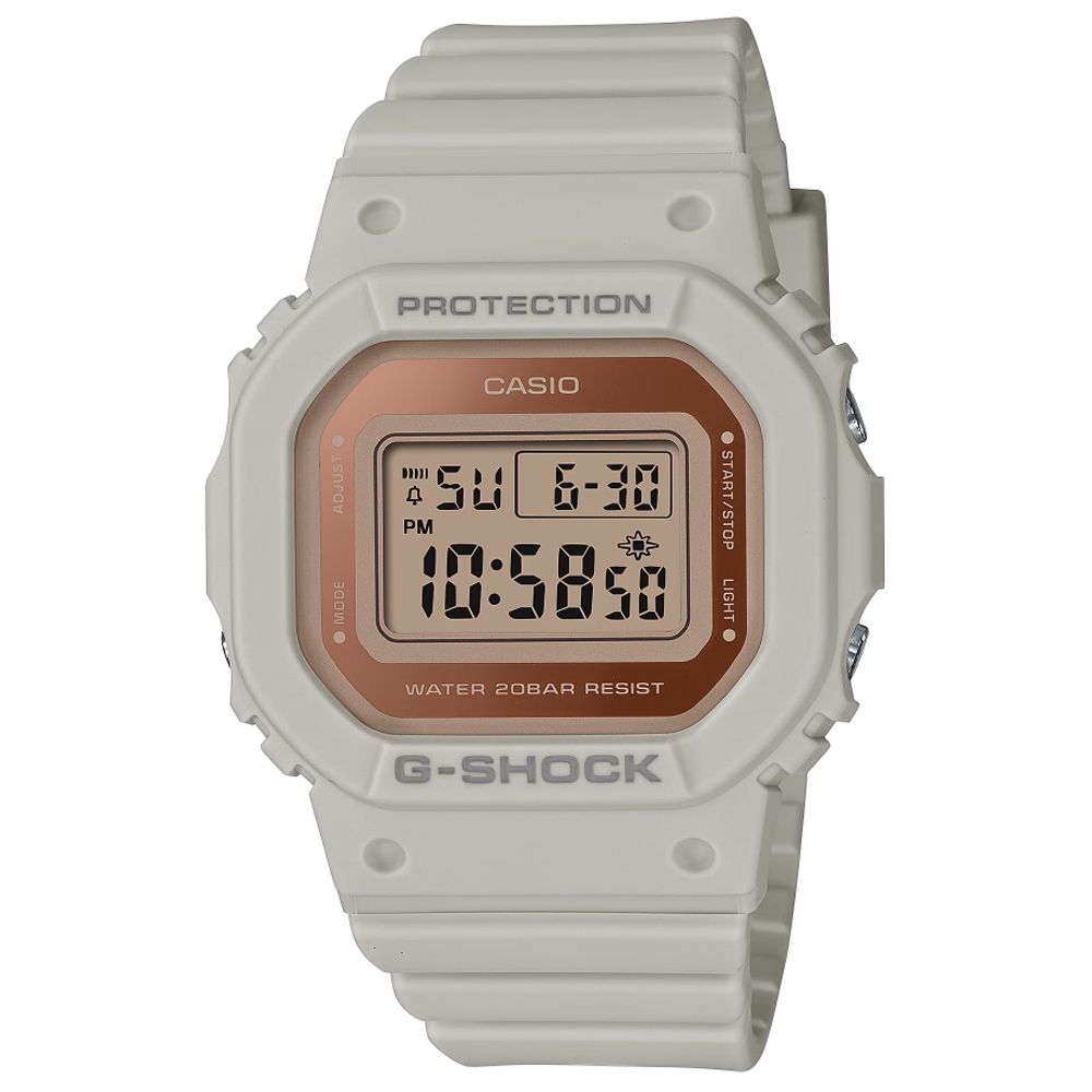 CASIO 卡西歐  G-SHOCK WOMEN 經典方形 金屬表面電子錶-杏灰色 (GMD-S5600-8 防水200米)