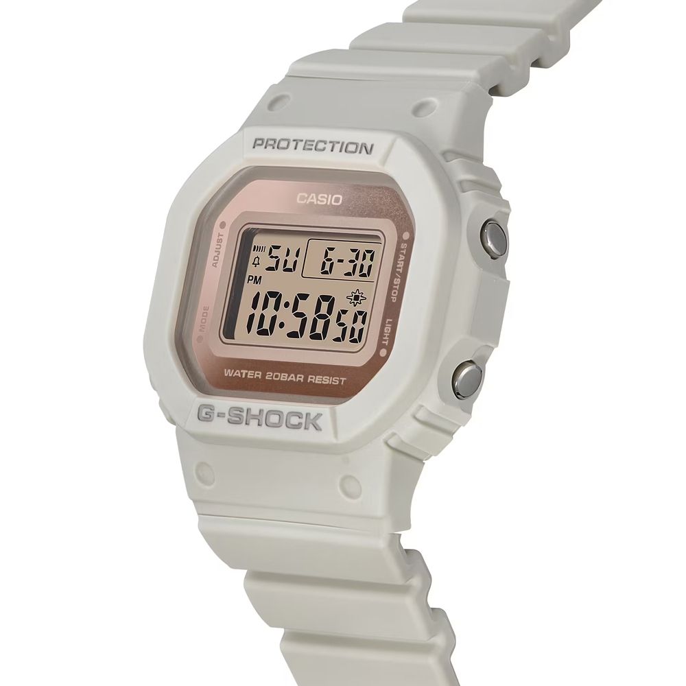 CASIO 卡西歐  G-SHOCK WOMEN 經典方形 金屬表面電子錶-杏灰色 (GMD-S5600-8 防水200米)