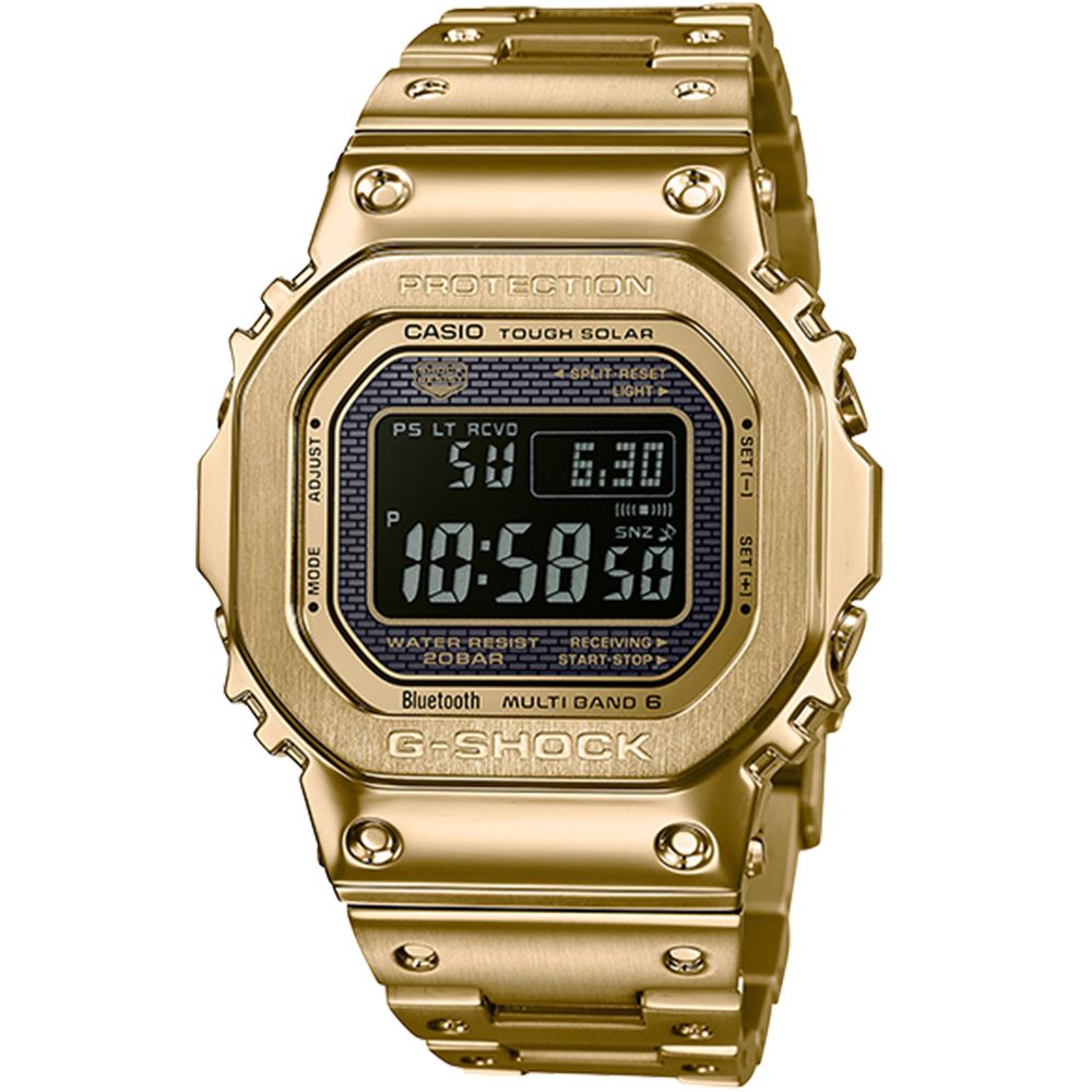 CASIO 卡西歐 G-SHOCK 經典方形太陽能藍牙電波錶/金/GMW-B5000GD-9