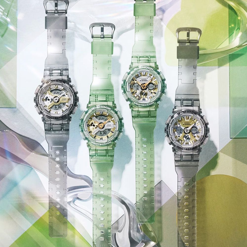 CASIO 卡西歐  G-SHOCK WOMEN 金屬光澤 半透明時尚雙顯錶-灰色 GMA-S110GS-8A 防水200米