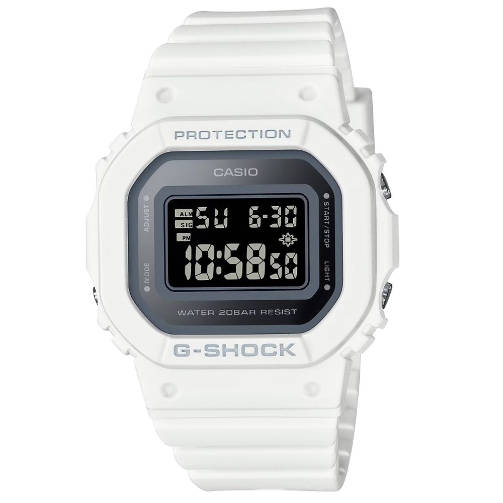 CASIO 卡西歐  G-SHOCK WOMEN 時尚經典方形金屬表面電子錶-白 (GMD-S5600-7 防水200米)