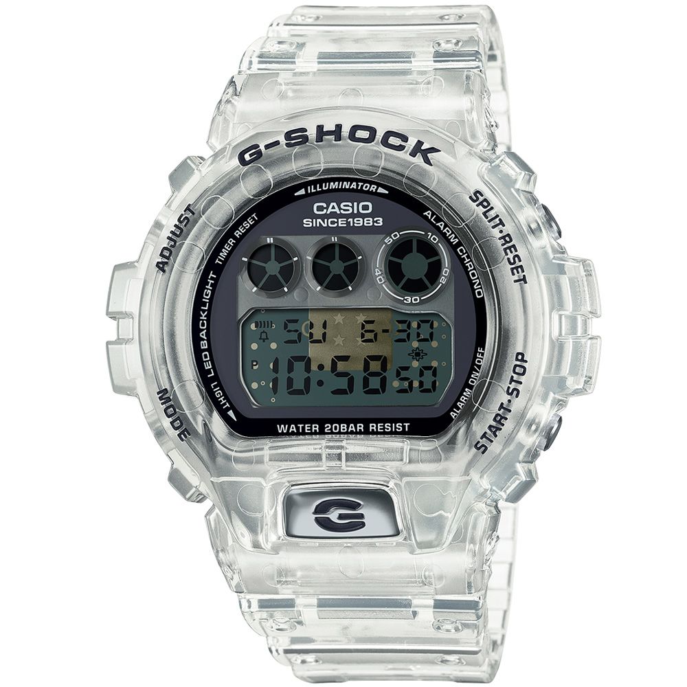 CASIO 卡西歐】G-SHOCK 40周年紀念款透明魅力數位電子腕錶/透明白(DW
