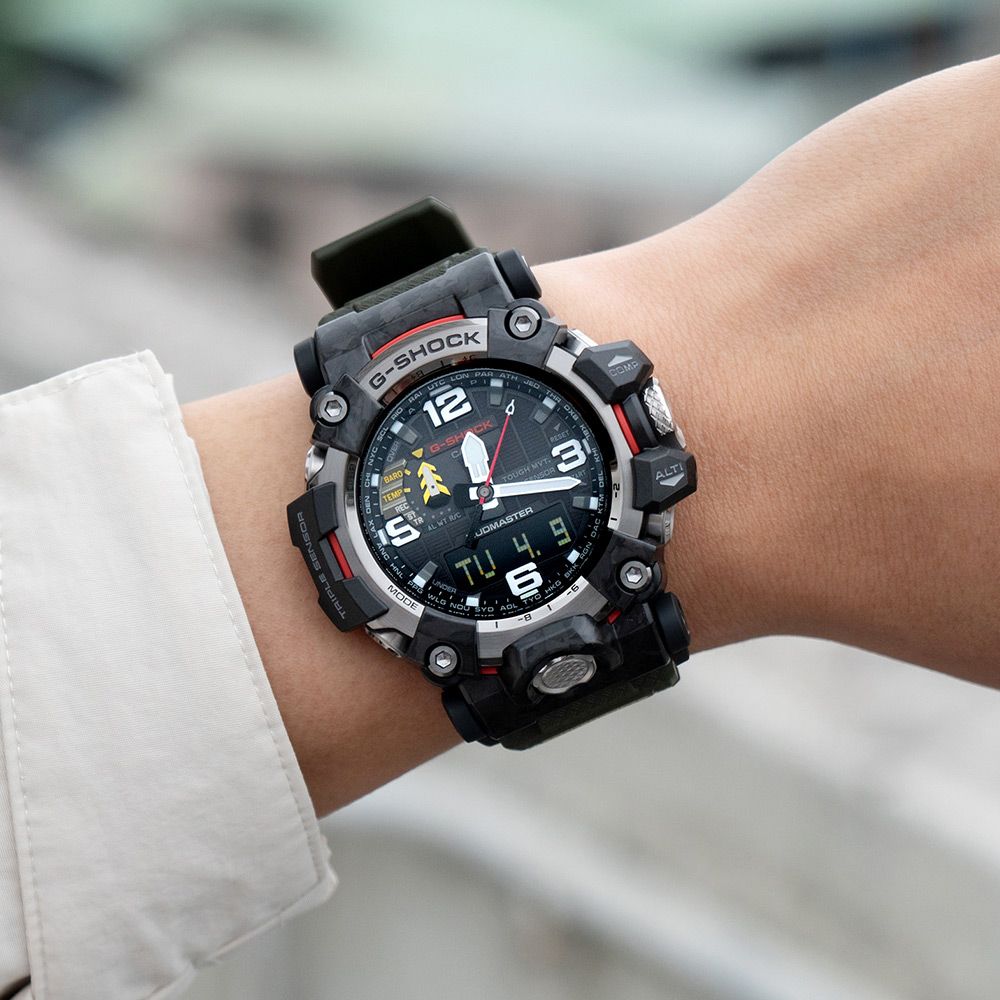 CASIO 卡西歐 G-SHOCK MUDMASTER 泥王太陽能耐衝擊運動雙顯腕錶/軍綠(GWG-2000-1A3)