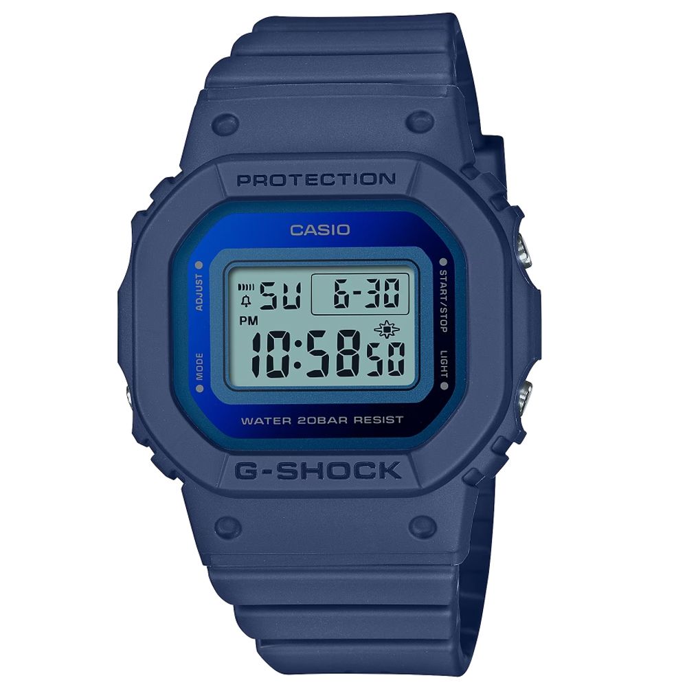 CASIO 卡西歐  G-SHOCK 時尚經典方形金屬表面電子錶-藍色 (GMD-S5600-2 防水200米)