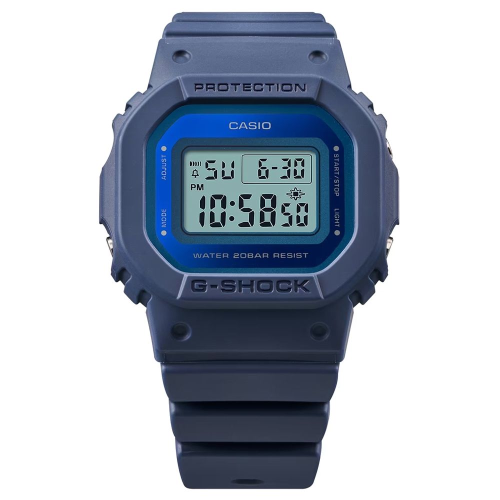 CASIO 卡西歐  G-SHOCK 時尚經典方形金屬表面電子錶-藍色 (GMD-S5600-2 防水200米)