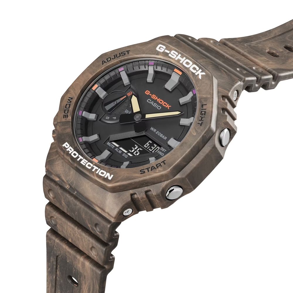 CASIO 卡西歐  G-SHOCK 魔幻神秘森林 八角形雙顯錶-棕(GA-2100FR-5A 防水200米)