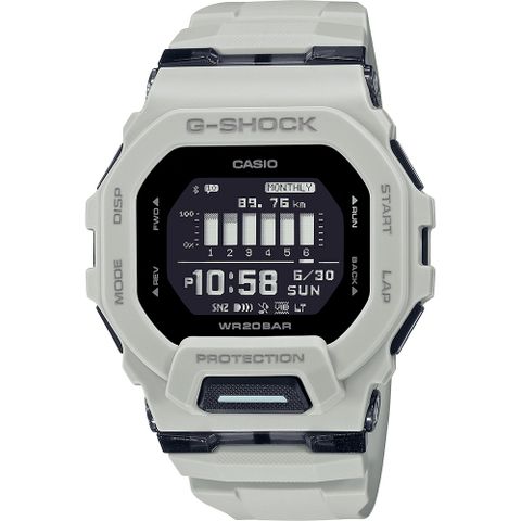 【CASIO 卡西歐】G-SHOCK 經典方型 藍牙運動手錶(灰_GBD-200UU-9)