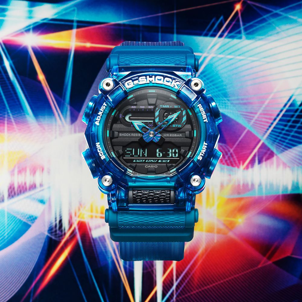 CASIO 卡西歐  G-SHOCK 幻象音浪系列200米計時錶/藍/GA-900SKL-2A