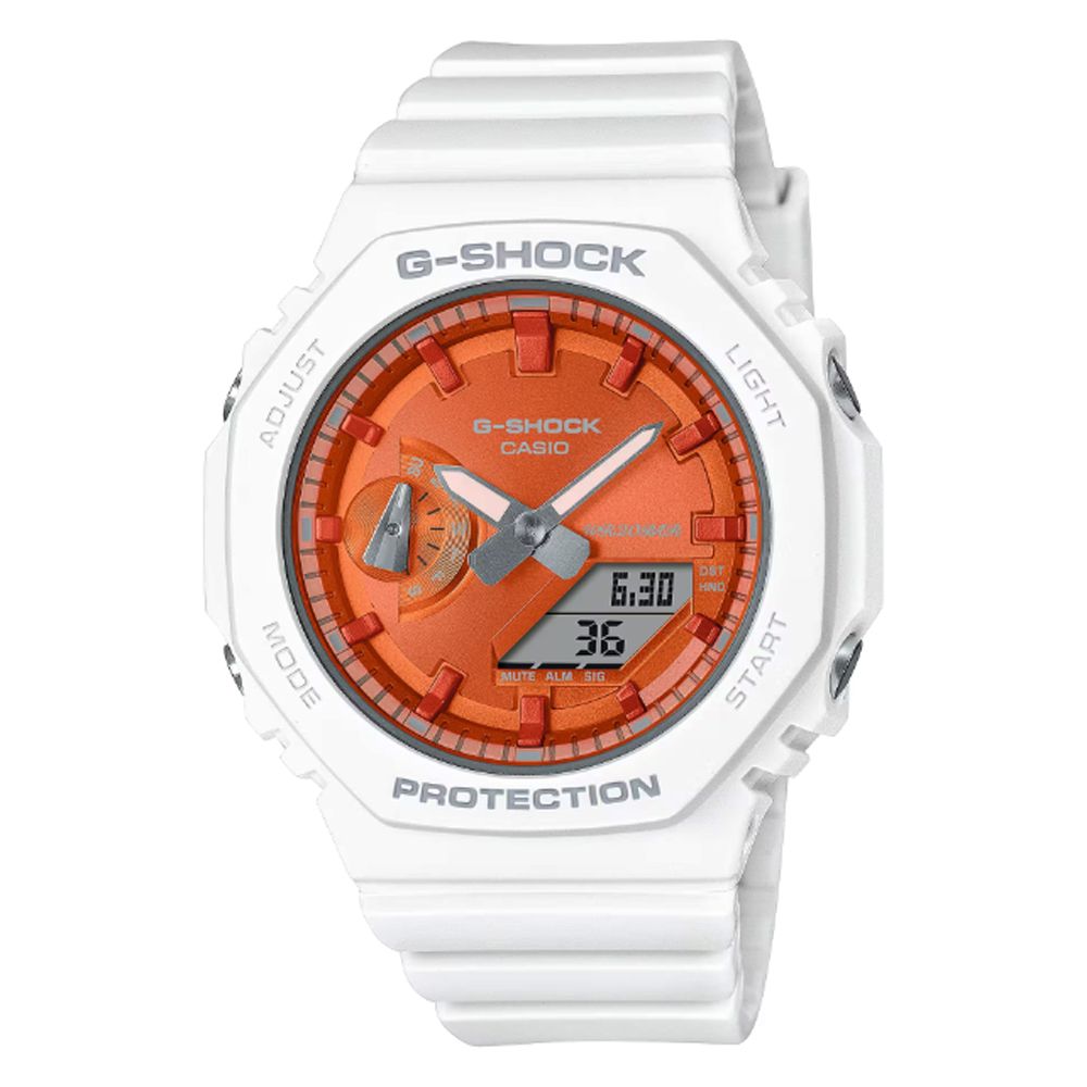CASIO 卡西歐   G-SHOCK 閃耀冬季金屬色彩 八角形雙顯錶-亮橘(GMA-S2100WS-7A)