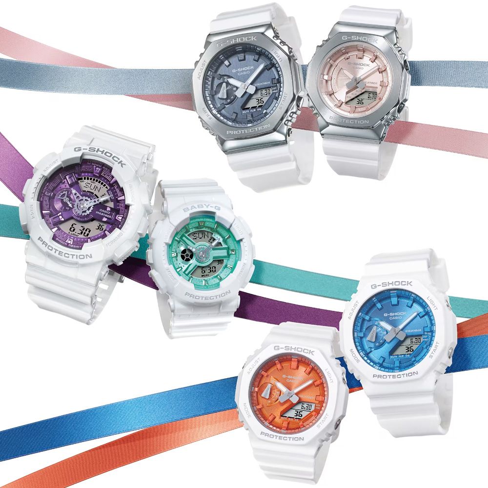 CASIO 卡西歐   G-SHOCK 閃耀冬季金屬色彩 八角形雙顯錶-亮橘(GMA-S2100WS-7A)