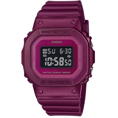 CASIO 卡西歐 G-SHOCK 優雅炫酷 纖薄小巧 經典方型電子錶 黑紅 GMD-S5600RB-4_40.5mm