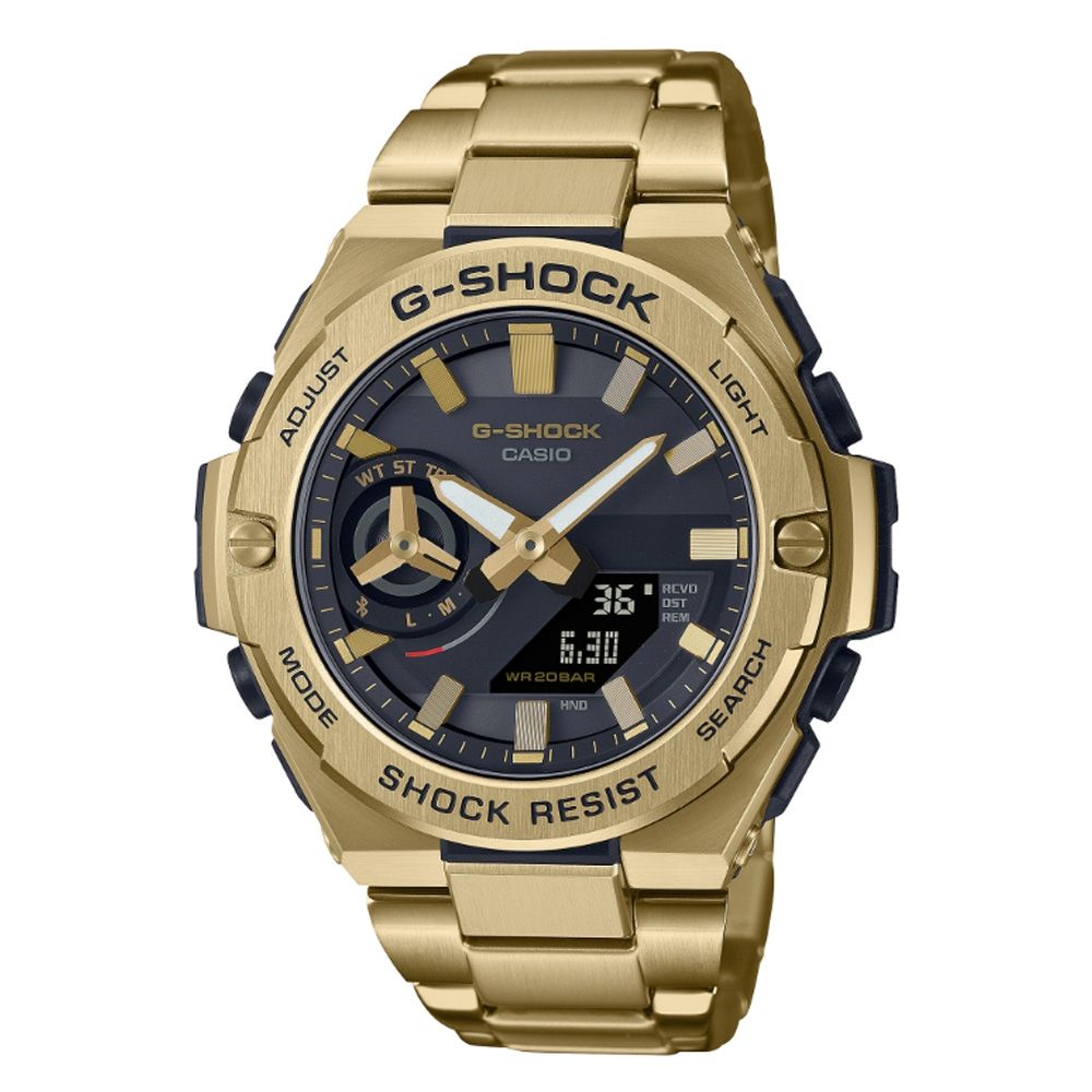 CASIO 卡西歐 G-SHOCK 太陽能電力 復古金 強悍輕薄 GST-B500GD-1A9_48.9mm