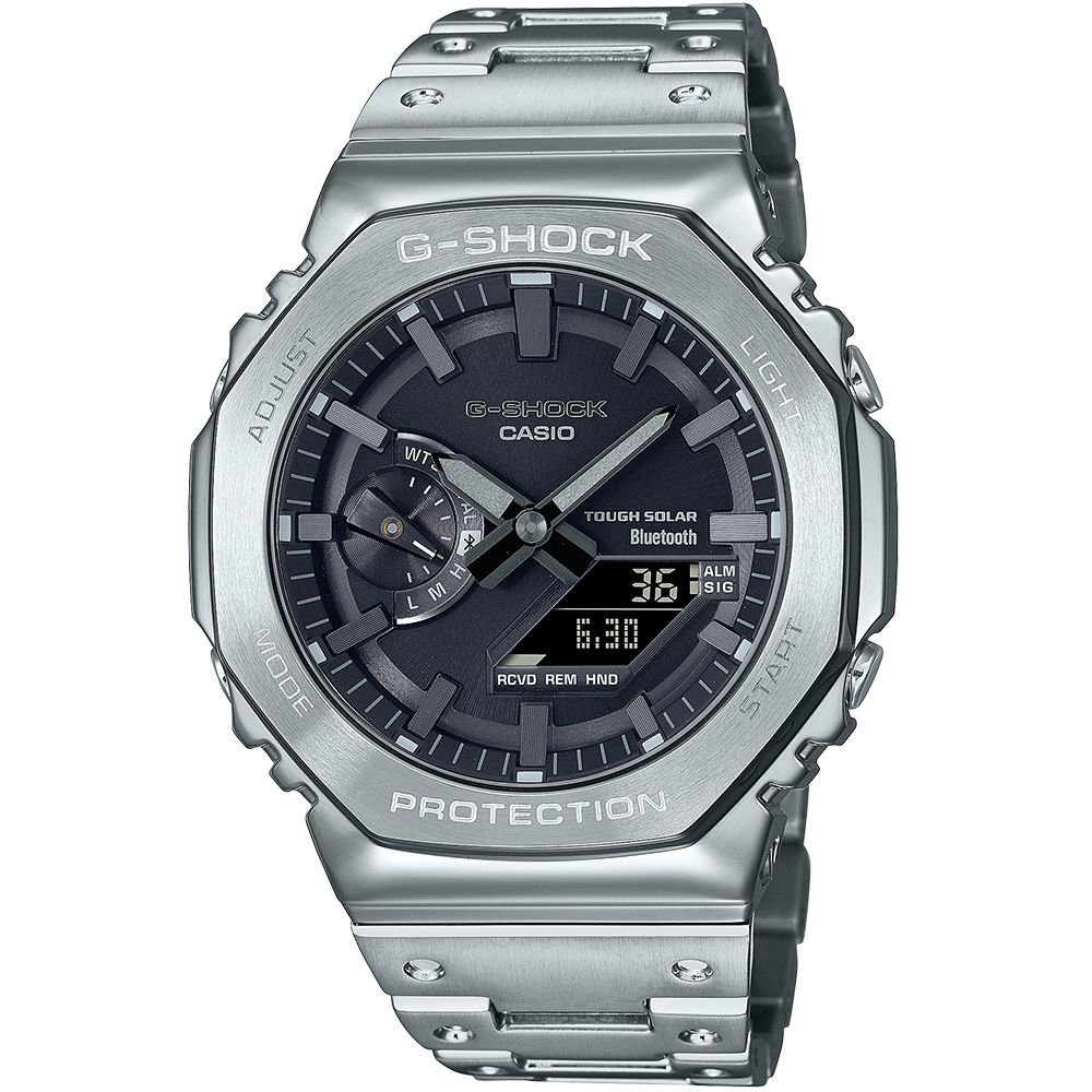 CASIO G-SHOCK 全金屬八角農家橡樹計時錶/銀/GM-B2100D-1A - PChome