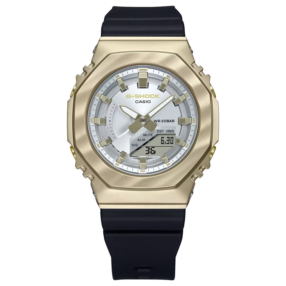 CASIO 卡西歐   G-SHOCK WOMEN 金屬錶殼 霧面金黃色澤 八角形雙顯錶(GM-S2100BC-1A 防水200米)