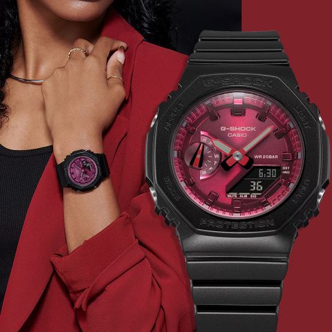 熱銷品牌▼日系手錶CASIO 卡西歐 G-SHOCK 八角 農家橡樹 勃根地酒紅系列 雙顯手錶(GMA-S2100RB-1A)
