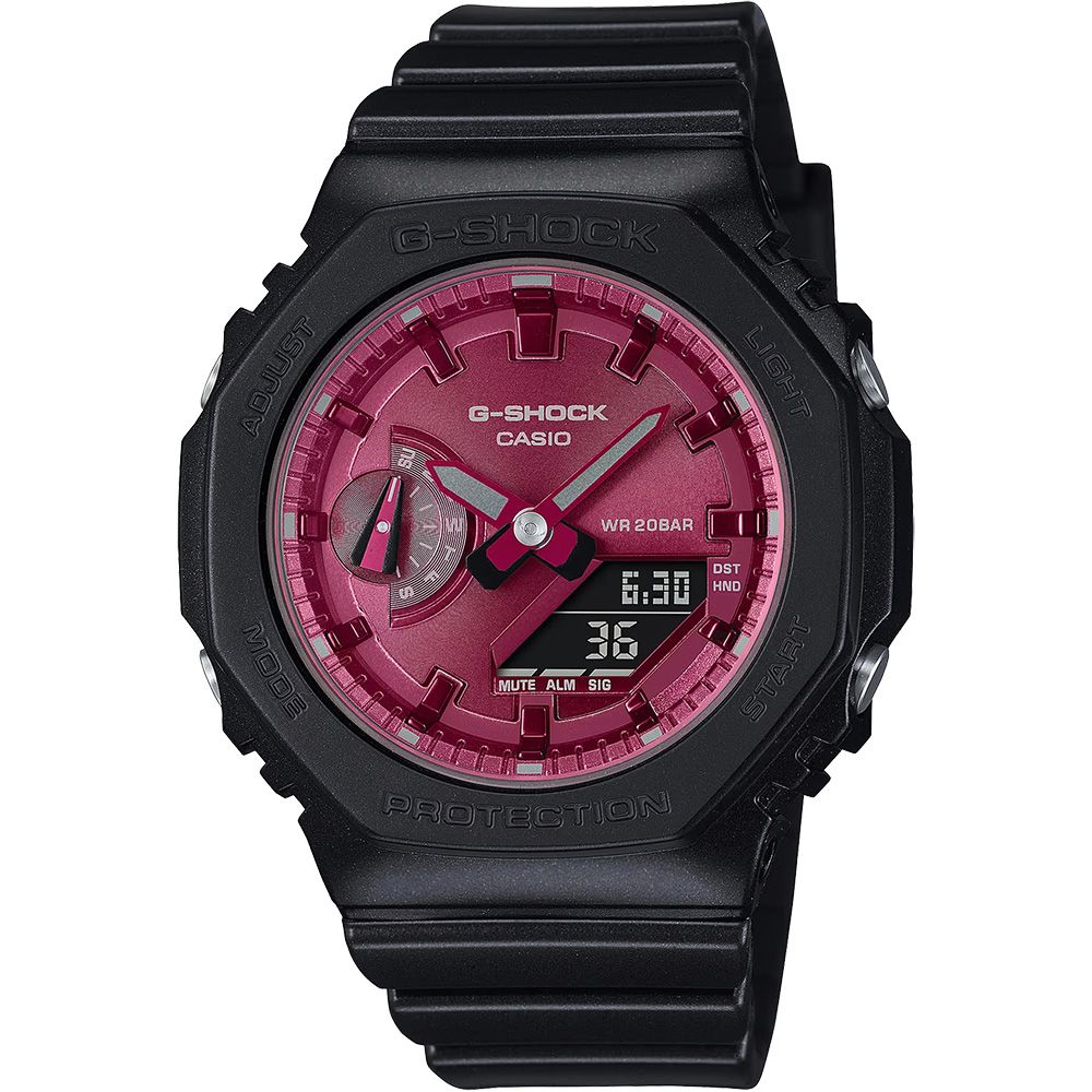 CASIO 卡西歐 G-SHOCK 八角 農家橡樹 勃根地酒紅系列 雙顯手錶(GMA-S2100RB-1A)