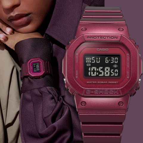 熱銷品牌▼日系手錶CASIO 卡西歐 G-SHOCK 勃根地酒紅系列 方形電子手錶(GMD-S5600RB-4)