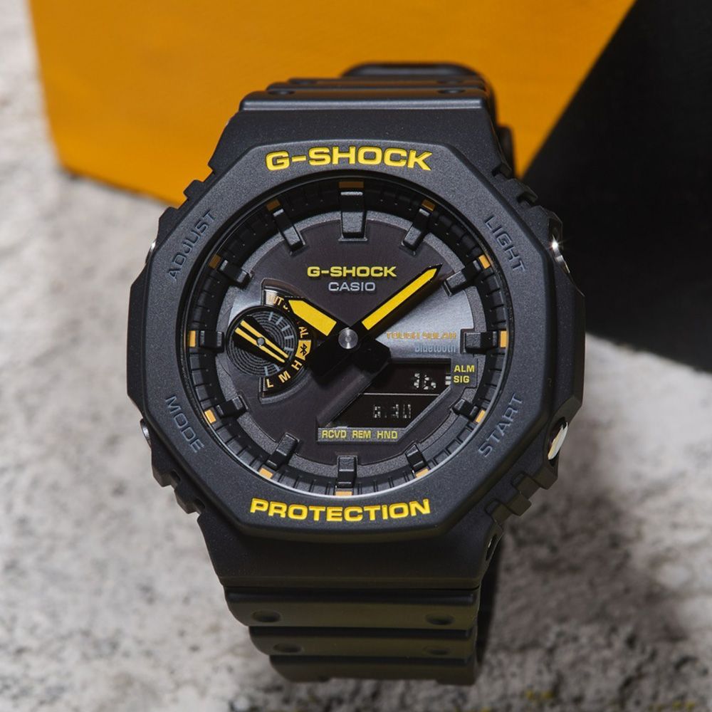 CASIO 卡西歐 G-SHOCK 八角 農家橡樹 黑黃配色系列 雙顯手錶(GA-B2100CY-1A)