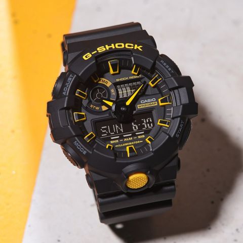 熱銷品牌▼日系手錶CASIO 卡西歐 G-SHOCK 黑黃配色系列 雙顯手錶(GA-700CY-1A)