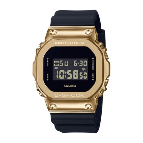 【CASIO 卡西歐】G-SHOCK 黑金時尚 高調奢華 金屬錶殼 經典方型 GM-5600G-9