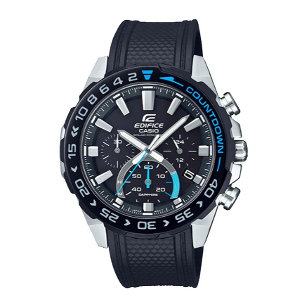 CASIO 卡西歐 EDIFICE 時尚三眼運動手錶-藍x黑EFS-S550PB-1A_50mm