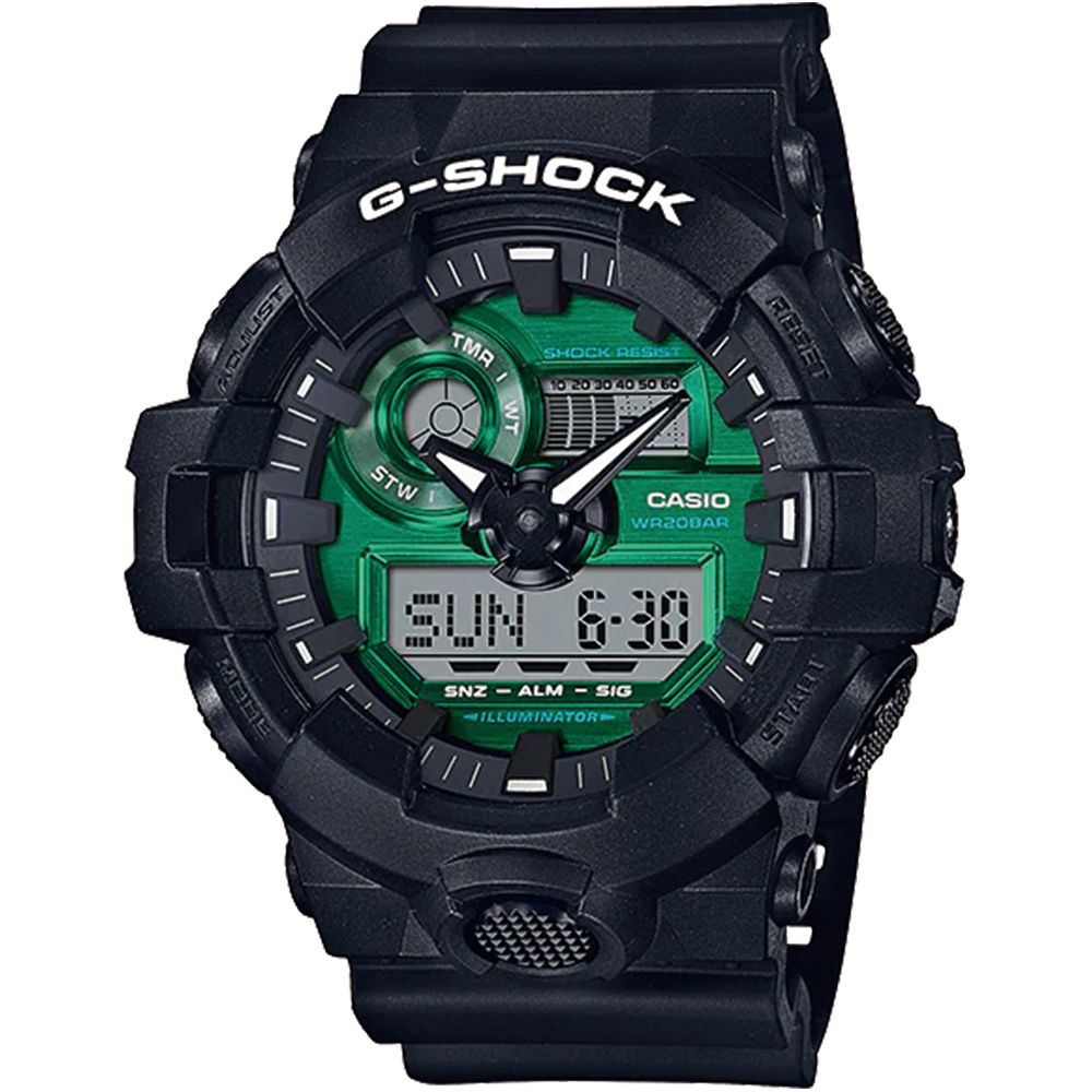 CASIO 卡西歐  G-SHOCK 午夜暗綠200米計時錶/GA-700MG-1A