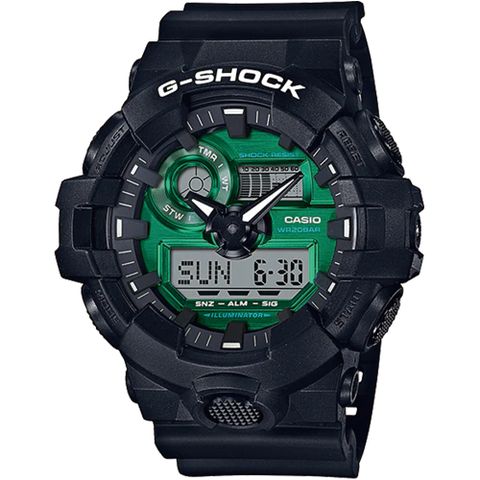 CASIO 卡西歐 G-SHOCK 午夜暗綠200米計時錶/GA-700MG-1A