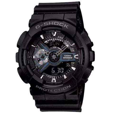 【CASIO 卡西歐】G-SHOCK 重型戰匠 百搭黑 雙顯限定錶款 GA-110-1B_51.2mm