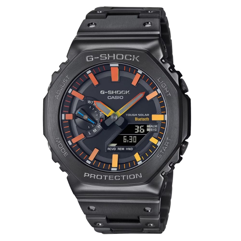 CASIO 卡西歐 G-SHOCK 太陽能電力 絢彩時刻個性黑 全金屬八角形錶殼 GM-B2100BPC-1A_44.4mm