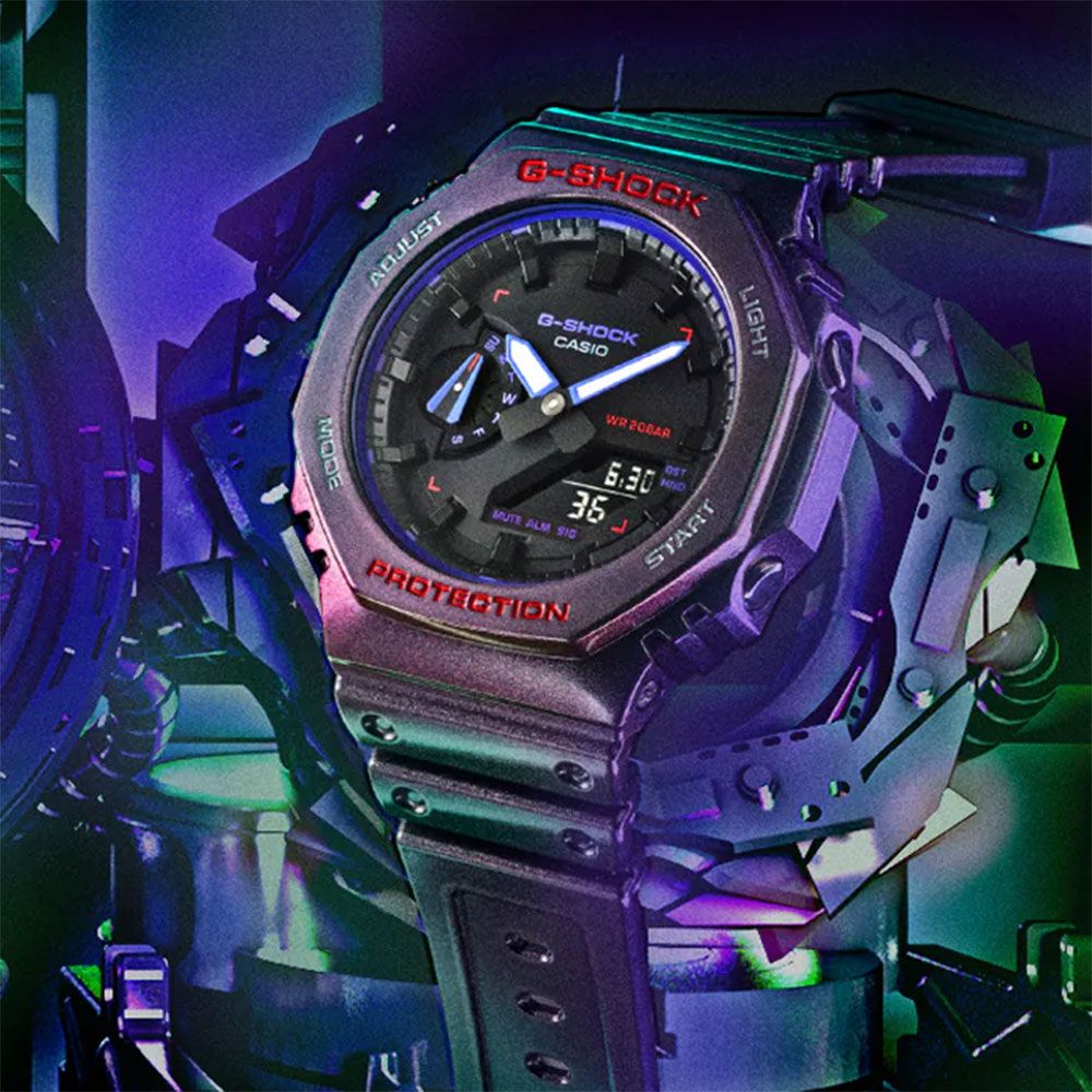 CASIO 卡西歐   G-SHOCK 電競玩家 炫彩烤漆 農家橡樹 八角手錶 聖誕禮物 GA-2100AH-6A