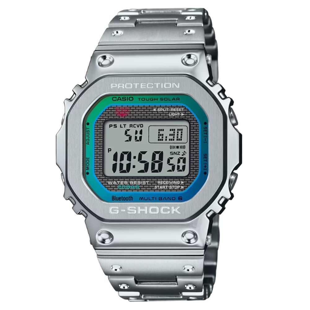 CASIO 卡西歐 G-SHOCK 電波 太陽能電力 絢彩時刻 全金屬 百搭銀 GMW-B5000PC-1_43.2mm