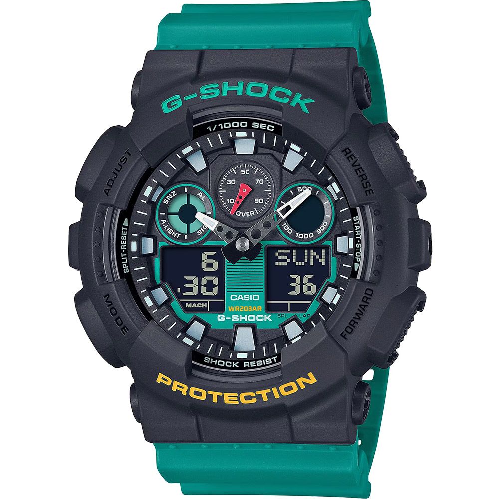 CASIO 卡西歐G-SHOCK 復古錄音帶系列雙顯手錶(GA-100MT-1A3