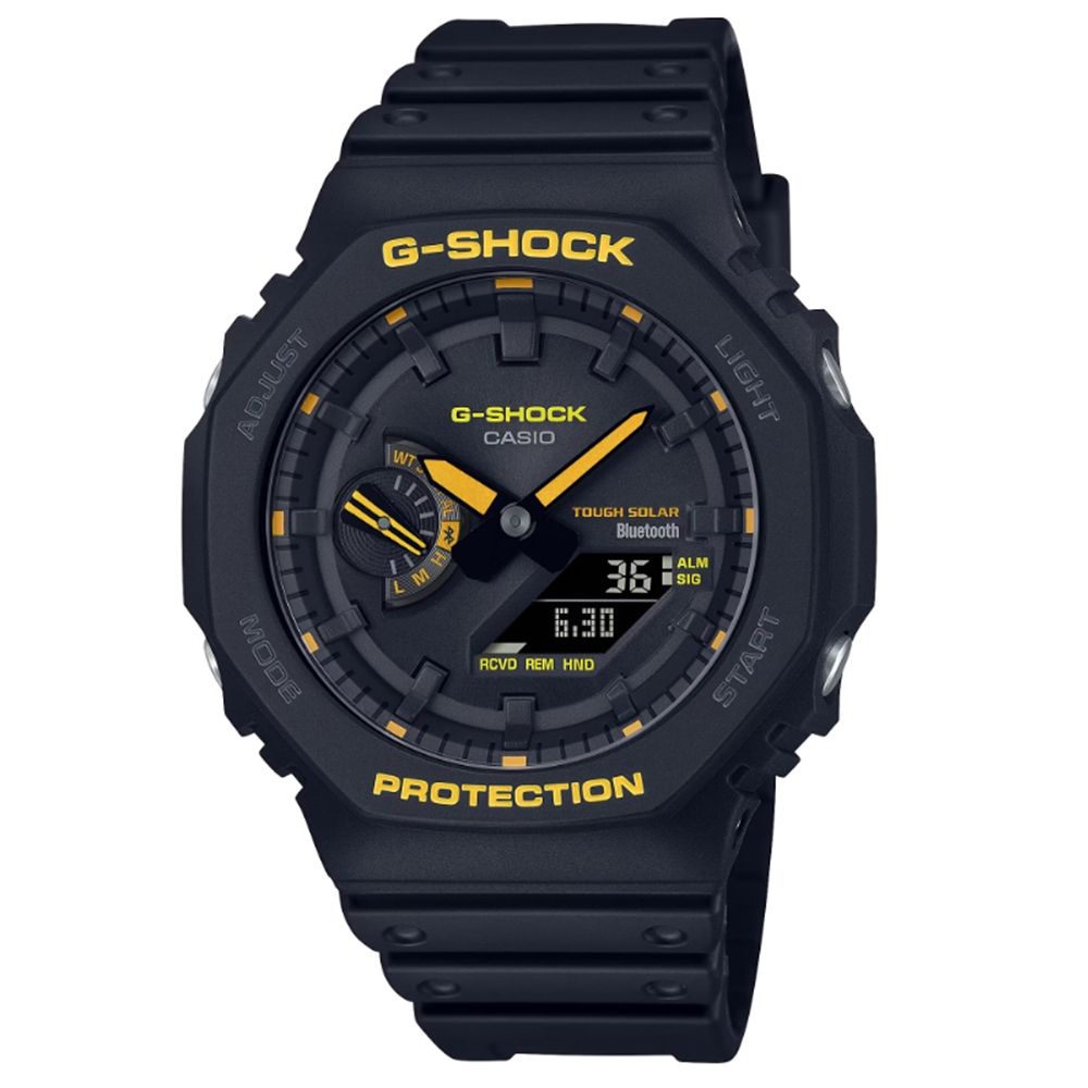 CASIO 卡西歐 G-SHOCK 藍牙 太陽能電力 潮流警示 搶眼黑黃 八角形錶殼 GA-B2100CY-1A_45.4mm