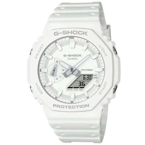 CASIO 卡西歐 G-SHOCK Tone-on-Tone 百搭純白 同色時尚 八角形錶殼 GA-2100-7A7_45.4mm