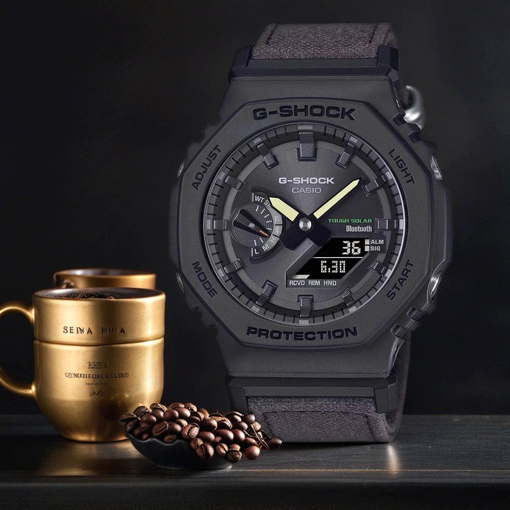 CASIO 卡西歐   G-SHOCK 太陽能藍芽 農家橡樹八角手錶 環保布質錶帶 GA-B2100CT-1A5