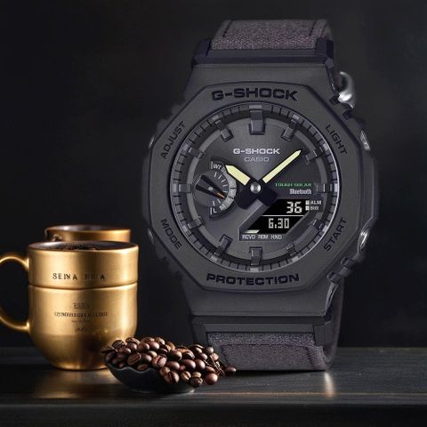 熱銷品牌▼日系手錶CASIO 卡西歐 G-SHOCK 太陽能藍芽 農家橡樹八角手錶 環保布質錶帶 GA-B2100CT-1A5