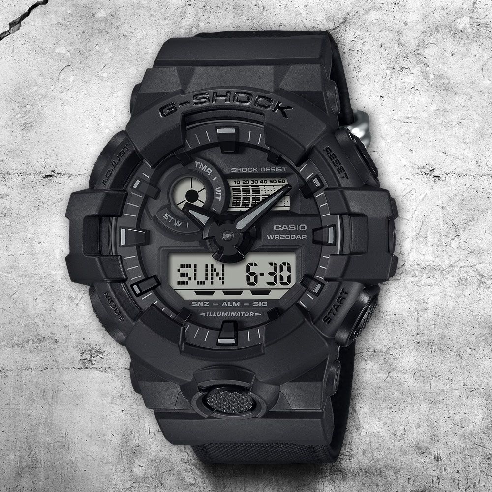 CASIO 卡西歐G-SHOCK 尼龍錶帶雙顯手錶(GA-700BCE-1A) - PChome 24h購物