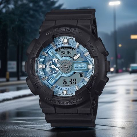 熱銷品牌▼日系手錶CASIO 卡西歐 G-SHOCK 冰藍色雙顯運動手錶 GA-110CD-1A2